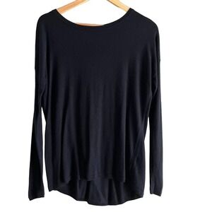 Vince. Cashmere Blend Drop‎ Shoulder Long Sleeve Knit Top in Black, Size XS